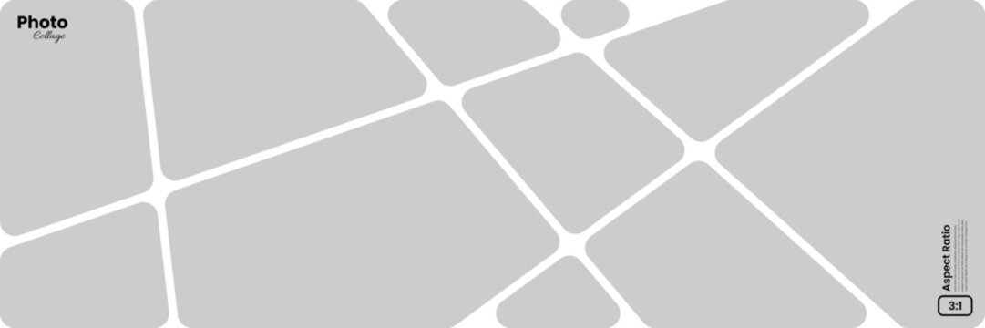 Abstract moodboard and brandboard photo collage frame layout in wide 3:1 aspect ratio