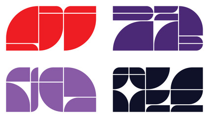 Geometric abstract photo collage set for wide banner layout design