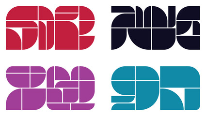 Wide layout abstract form geometric photo collage bundle for banner and post