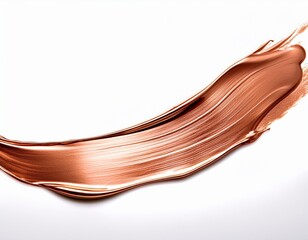 a long flowing stroke of metallic copper paint against a white background