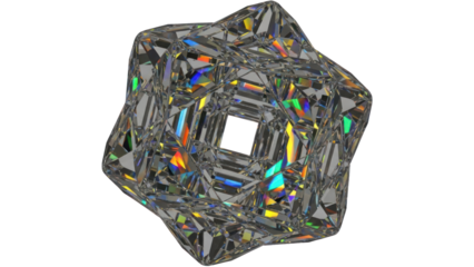 Abstract Crystal Geometric Shape Isolated on Transparent Background