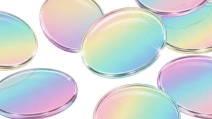 Rainbow Bubbles Floating Isolated on Transparent Background