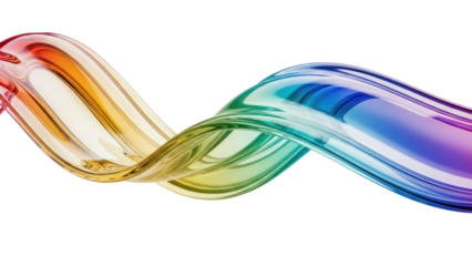 Colorful liquid wave flowing, isolated on transparent background