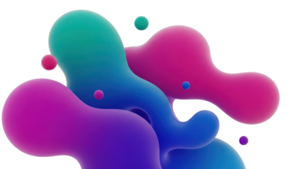 Colorful Liquid Droplets Blob Abstract Flowing Isolated