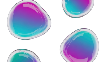 Colorful Liquid Droplets Isolated on Transparent Background