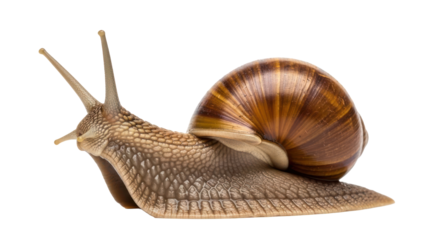Garden Snail Crawling Isolated on Transparent Background