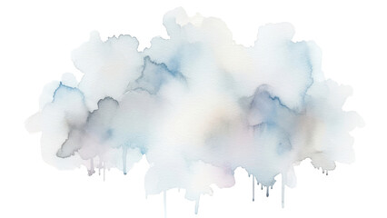 Soft Watercolor Cloud Shape Isolated on Transparent Background