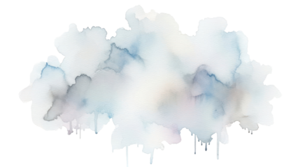 Soft Watercolor Cloud Shape Isolated on Transparent Background