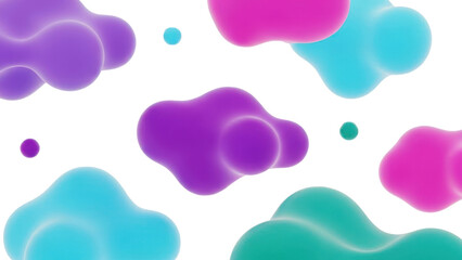 Colorful abstract blobs floating, isolated on transparent background