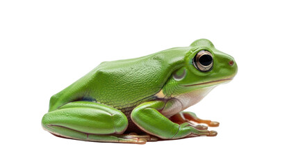 Green Tree Frog Sitting, Isolated on Transparent Background