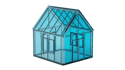 Blue Glass House Decor, Isolated on Transparent Background