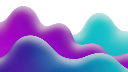 Colorful abstract fluid shapes, isolated on transparent background