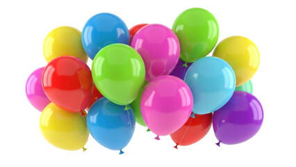 Colorful Balloons Pile Isolated on Transparent Background