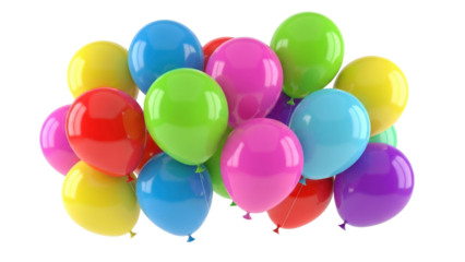 Colorful Balloons Pile Isolated on Transparent Background