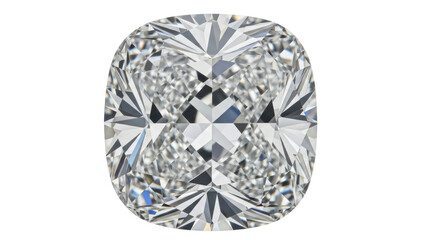 Cushion Cut Diamond Isolated on Transparent Background