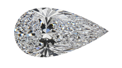 Pear Cut Diamond Sparkle Isolated on Transparent Background