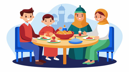 family at the table eating