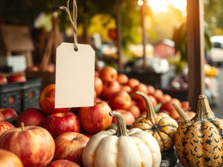 Autumn harvest display at market stall