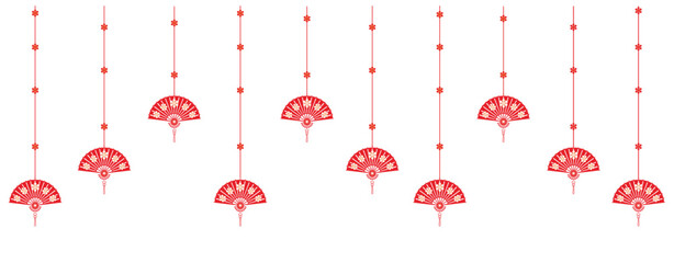 hanging hand fan image for Chinese New Year, lunar vector image