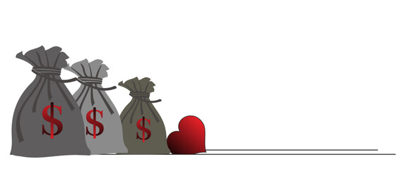 vector image of a big money bag, a symbol of love material