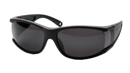 Black safety glasses, isolated on transparent background
