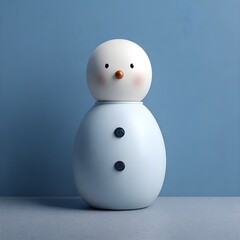 Stylized Minimalist Snowman Sculpture On Monochrome Background Modern Winter Holiday Design Concept