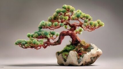 Miniature Pine Bonsai With Perfectly Pruned Branches Studio Lighting Zen Botanical Art Form