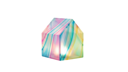 Colorful Geometric House Lamp isolated on transparent background