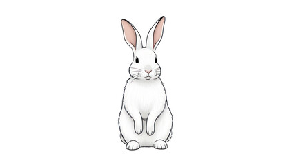 Cute White Rabbit Standing, Isolated on Transparent Background