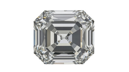 Asscher Cut Diamond Gemstone Isolated on Transparent Background