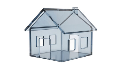Transparent glass house model isolated on transparent background