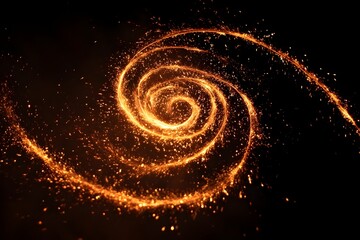 Fire path trace spiral burst flame line coiling inward abstract energy motion visualization