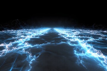 Smart grid power lines visualized with flowing energy data streams futuristic electricity management concept