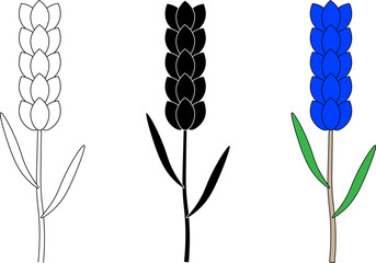 outline silhouette lavender flowers icon set