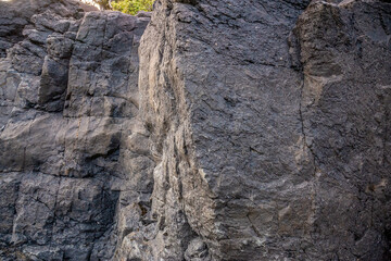 Rugged Black Rock Cliff Face Along the West Coast Shore in Tofino, Vancouver Island