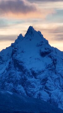 Mount Olivia In Ushuaia Tierra Del Fuego Argentina. Breathtaking Aerial View Of Time Lapse Drone Footage. Outdoor Travel Destination Patagonia Glacier. Discover Patagonia Aerial View Floresta.