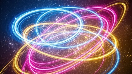 Obraz premium Abstract swirling light trails against starry background