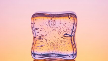Abstract transparent gel square with bubbles