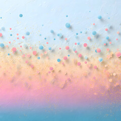 Yellow pink blue clouds steam bubbles and confetti layering across textured sky-toned canvas, providing generous copy space for graphic design and creative composition