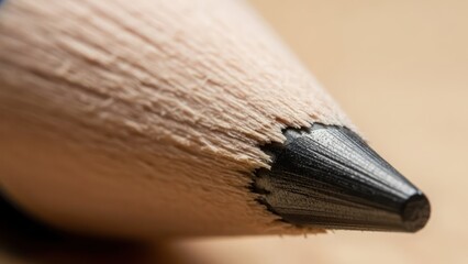 Close up of a sharpened pencil tip showing detail and texture