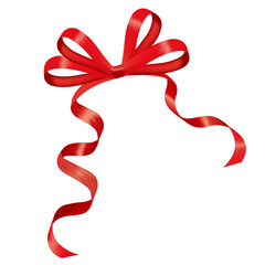 red ribbon and bow without background