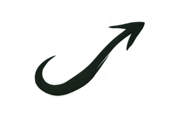 Drawing dark green rising arrow showing growth, direction, and upward movement, sketch path for concept design