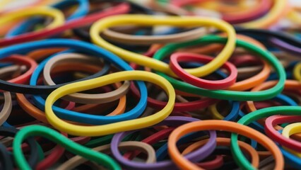 Close up of multicolored rubber bands
