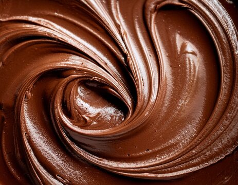 mocha mousse brown chocolate creamy texture spreadable cocoa food background closeup view rich chocolate spread with swirls