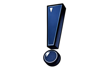 Blue 3d exclamation mark icon symbolizing importance, warning, attention, caution, alert, and information with transparent background