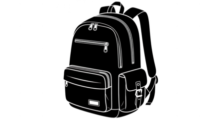 Illustration of a backpack with pockets isolated on transparent background
