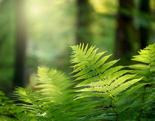 close up of fern leaves in forest