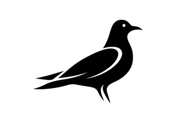 Obraz premium Pigeon or dove illustration, simple black bird icon, delivering peace and freedom concept, transparent background