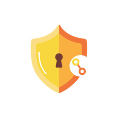 An illustration depicts a shield with a keyhole and a key turning in it.