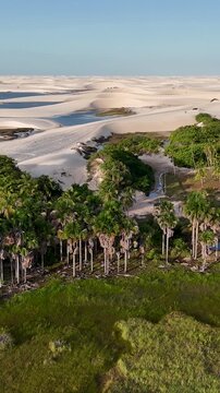 Lencois Maranhenses In Santo Amaro Maranhao Brazil. Turquoise Lagoons And Sand Dunes Creating Inspiring Landscape. Coast Horizon Seaside Summertime. Coast Tropical Environment. Santo Amaro Maranhao.